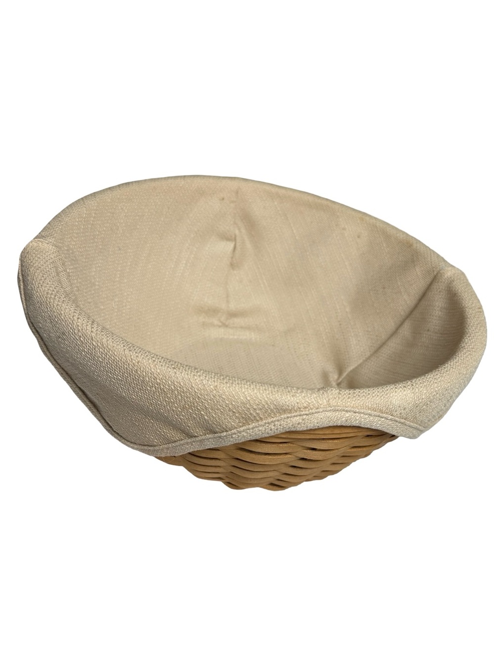 Longaberger Round 2003 11.0" Bowl Basket & Liner Banneton Sourdough Bread Dough